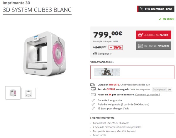 imprimante 3D Cube 2 en promotion