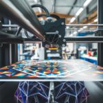 Imprimante 3D en action avec un design géométrique complexe