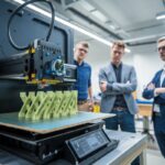 Imprimante 3D créant une barrière anti-inondation écologique.