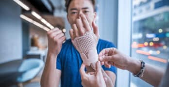 Patient à Singapour portant une orthèse 3D légère au poignet